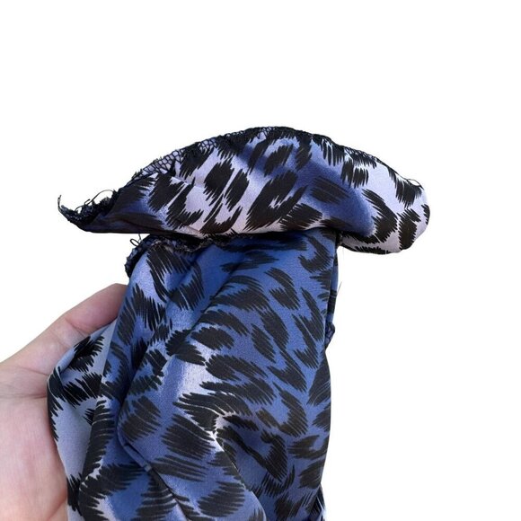 Style Exchange Vintage 90s Womens Blue Black Leopard Print Button-Down Blouse M - Picture 11 of 11